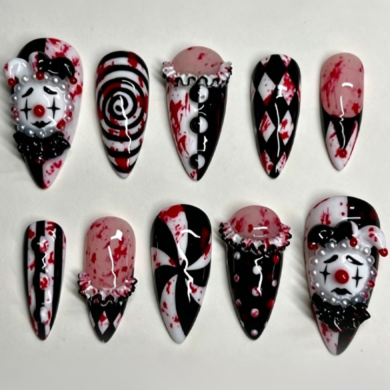 Nail Art Press On - 30 peças de Unhas Postiças Engraçadas