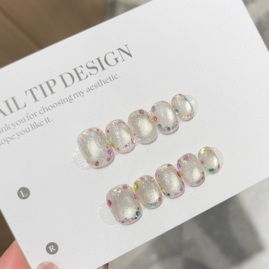 Nail Art Press On - 10 peças de unhas postiças curtas
