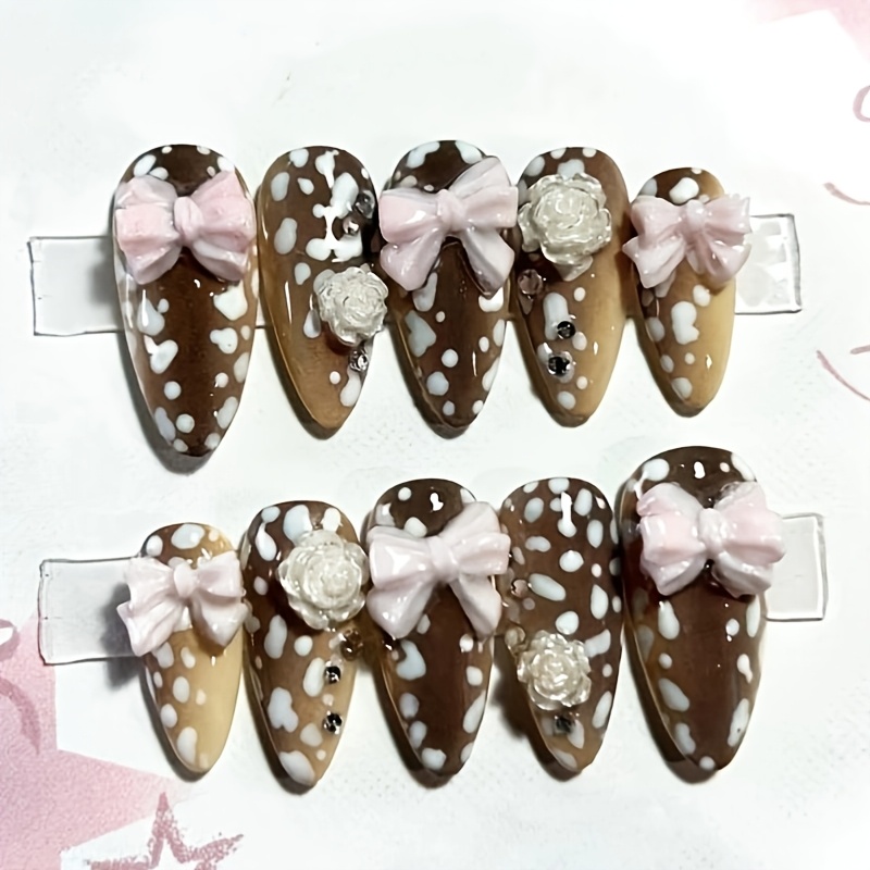 Nail Art Press On - 10 unidades de unhas postiças com