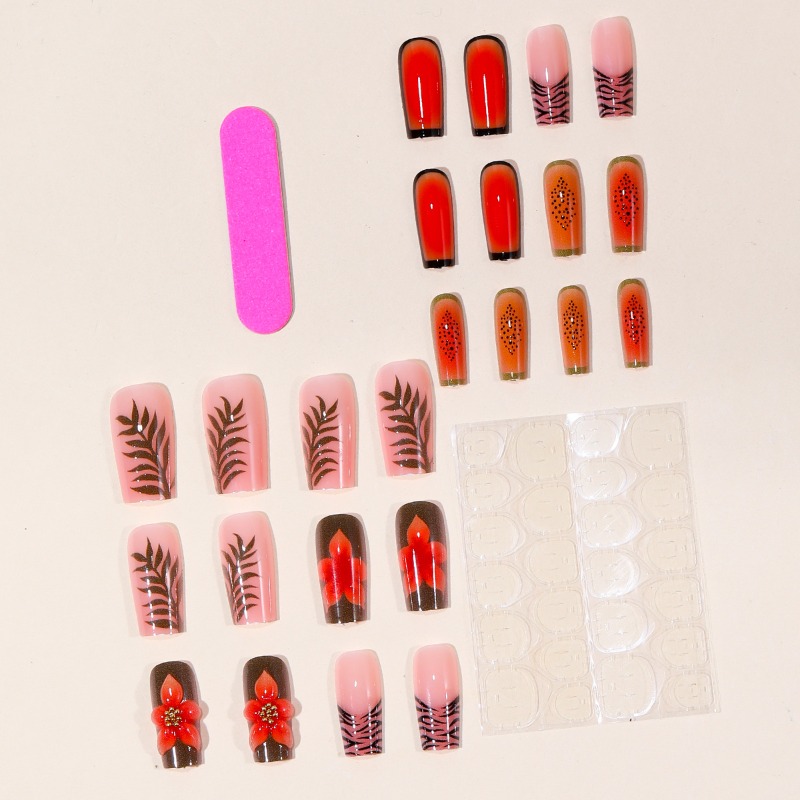 24 Unidades de Unhas Postiças  - Nail Art Orange avaliação e preço