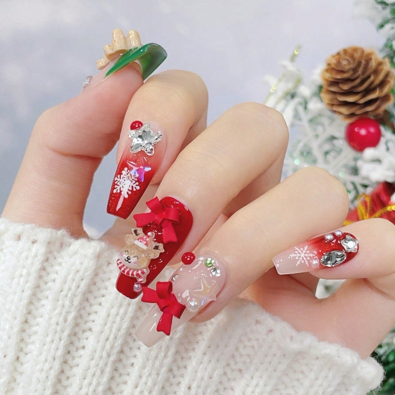 10 peças de unhas postiças art - Nail Art Press On avaliação e preço